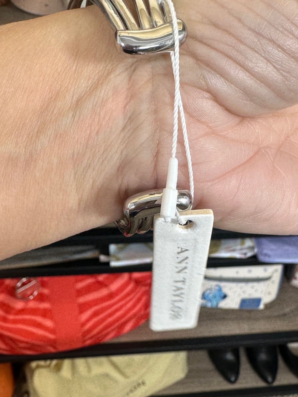 Ann Taylor Silver Crystal Pavé Cuff Bracelet NWT - Picture 4 of 6